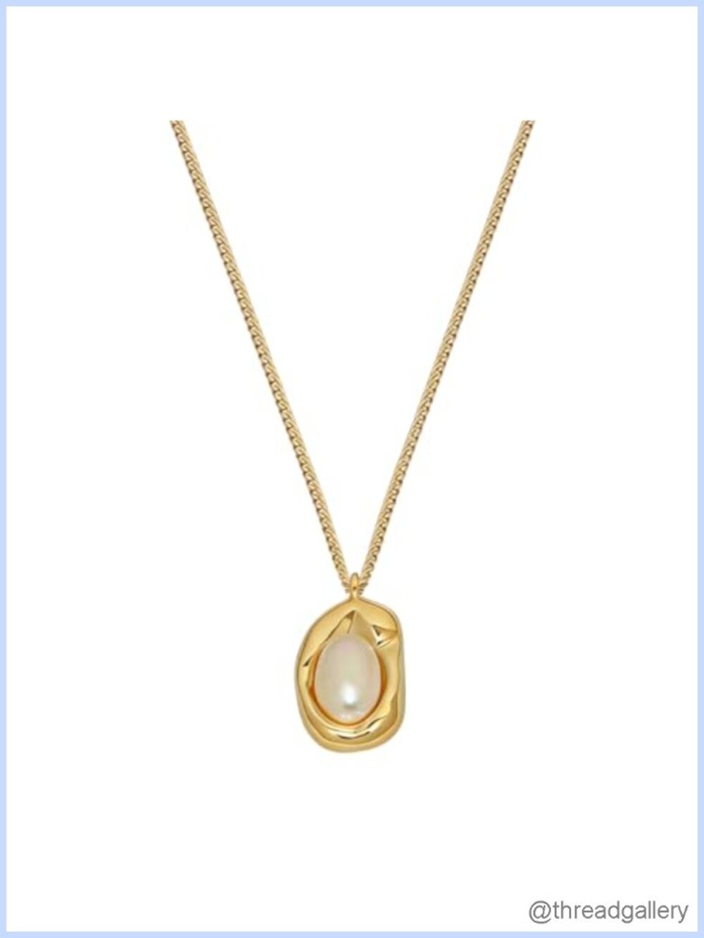 Freshwater Pearl Pendant Necklace 18K Gold Plated Adjustable Chain